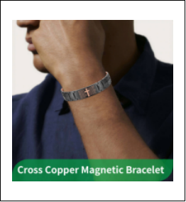 Wollet Men’s Copper Cross Magnetic Bracelet