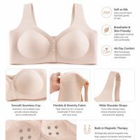 WOLLET Magnetic Sleep Bra for Women, 3000 Gauss NdFeB Magnets, Wireless Seamless Comfort Bra with Front Closure, Wide Straps and Gentle Everyday Support