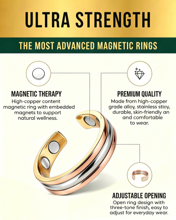 WOLLET Tri-Color Magnetic Bracelet – Luxury Open Cuff Jewelry with Gold, Silver &amp; Rose Gold Design