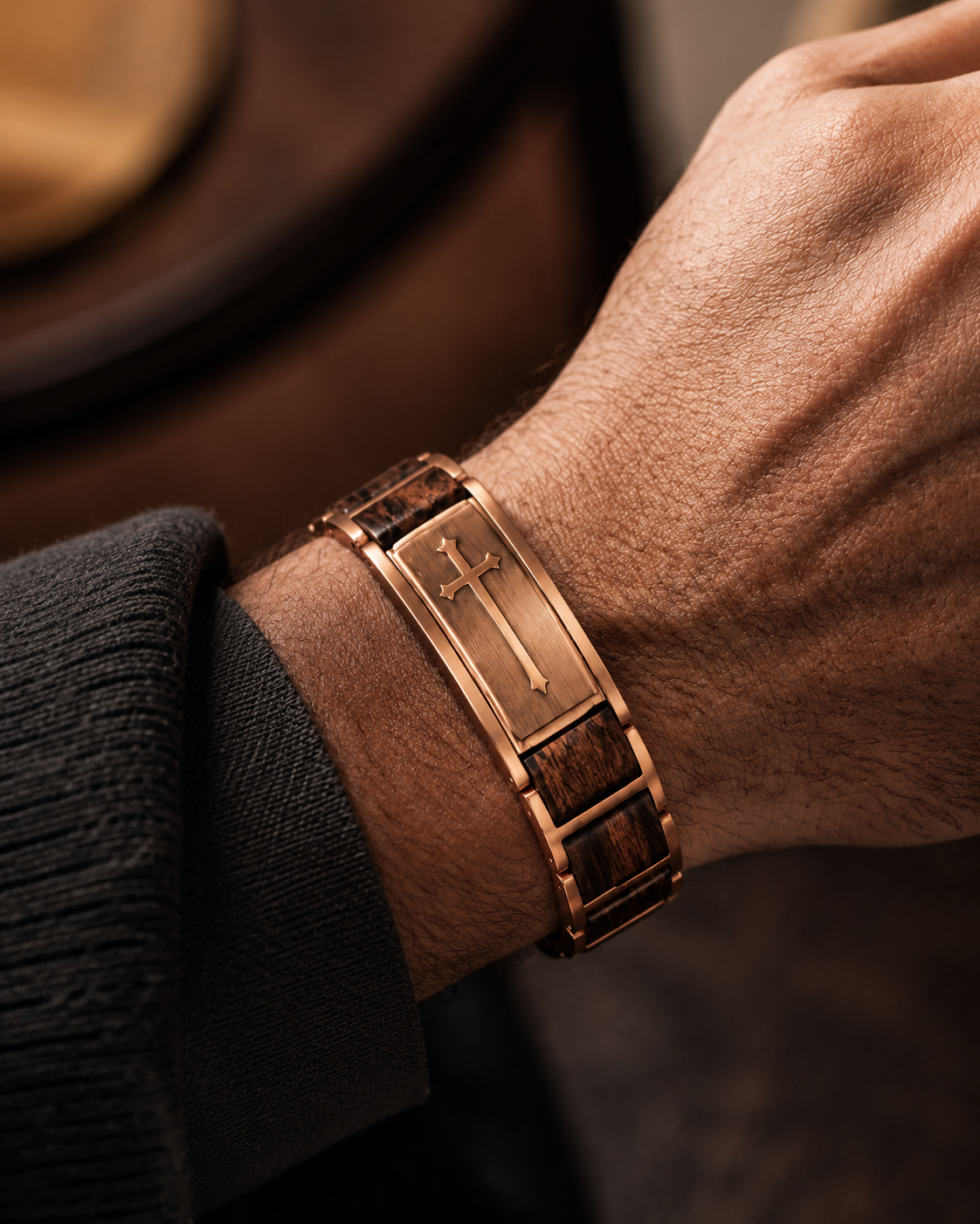 Wollet Rose Gold Magnetic Cross Bracelet