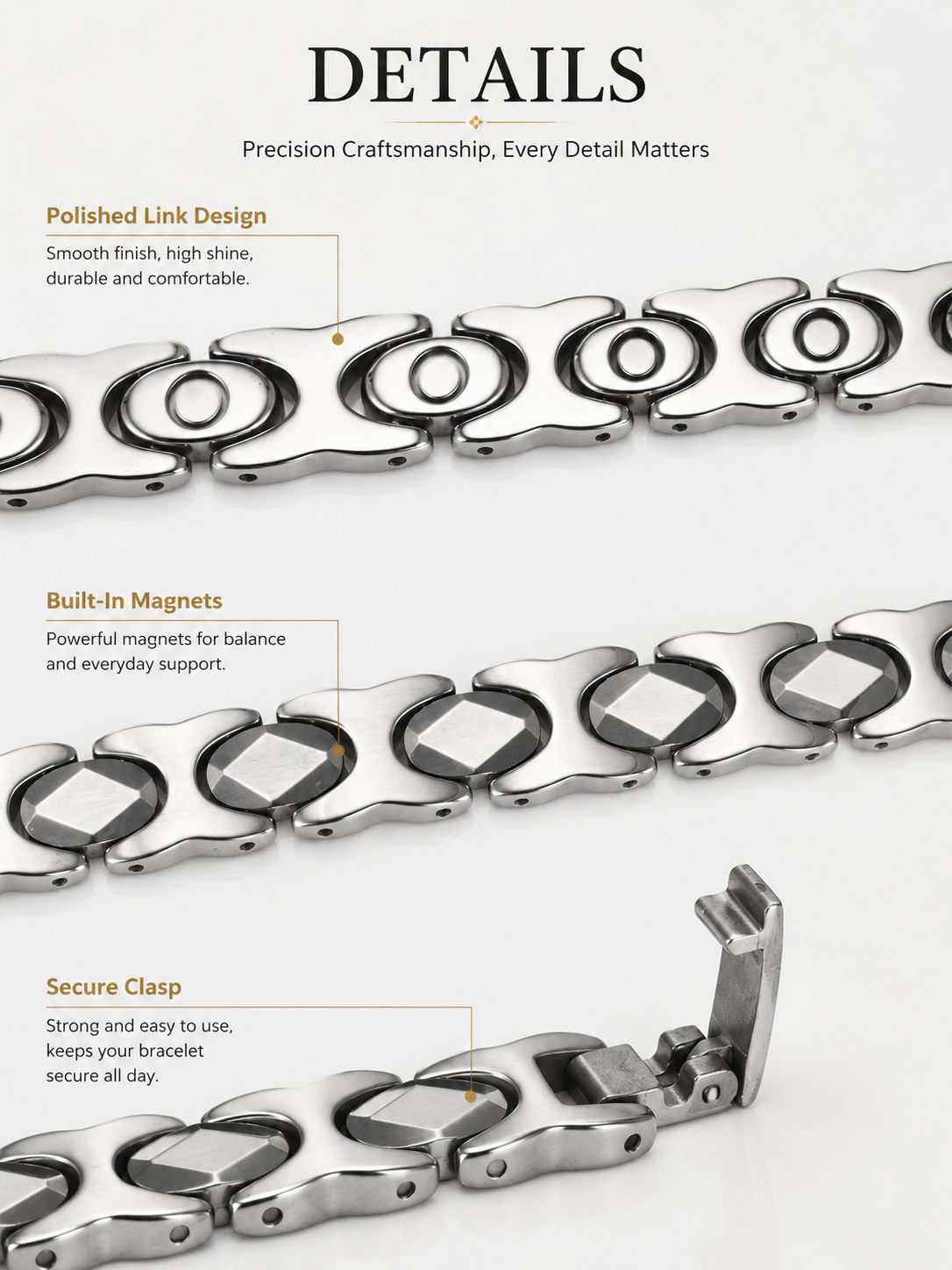 Wollet Magnetic Dog Collar, Premium Stainless Steel Pet Necklace