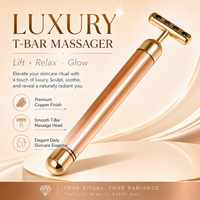 Luxury T-Bar Facial Massager – Premium Copper Finish Skin Sculpting Beauty Tool for Face Lift & Relaxation