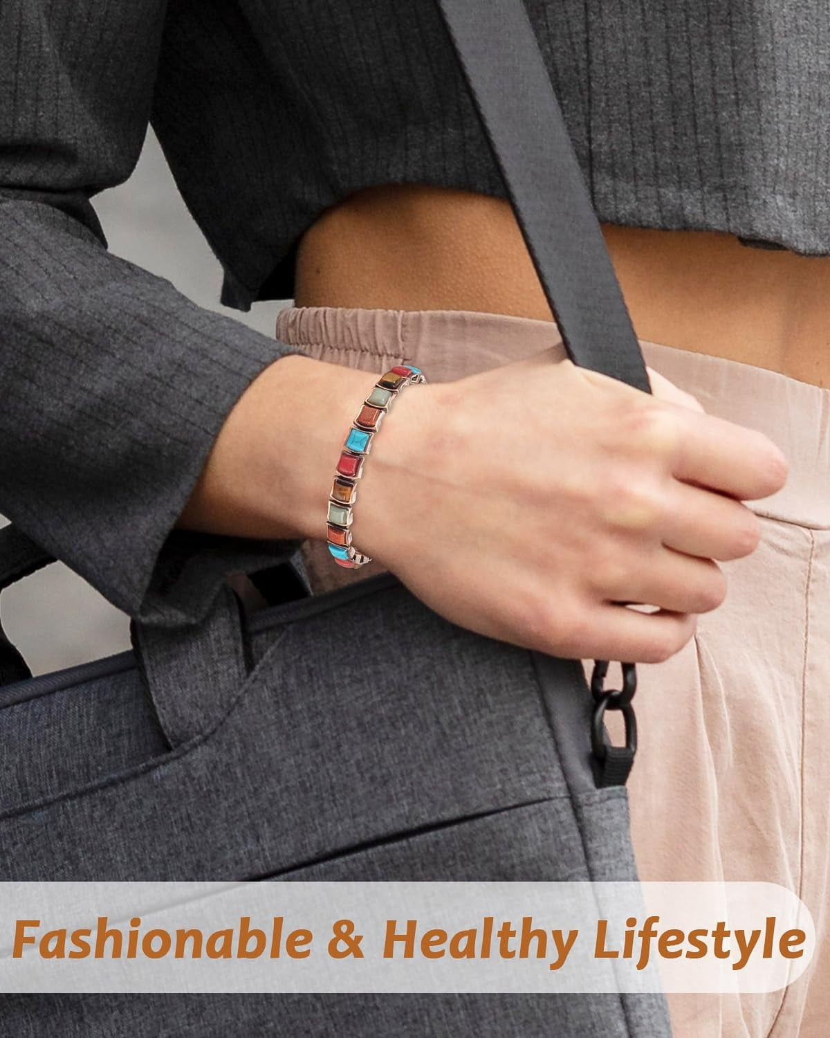Wollet Pure Copper Magnetic Bracelets, Colorful Turquoise