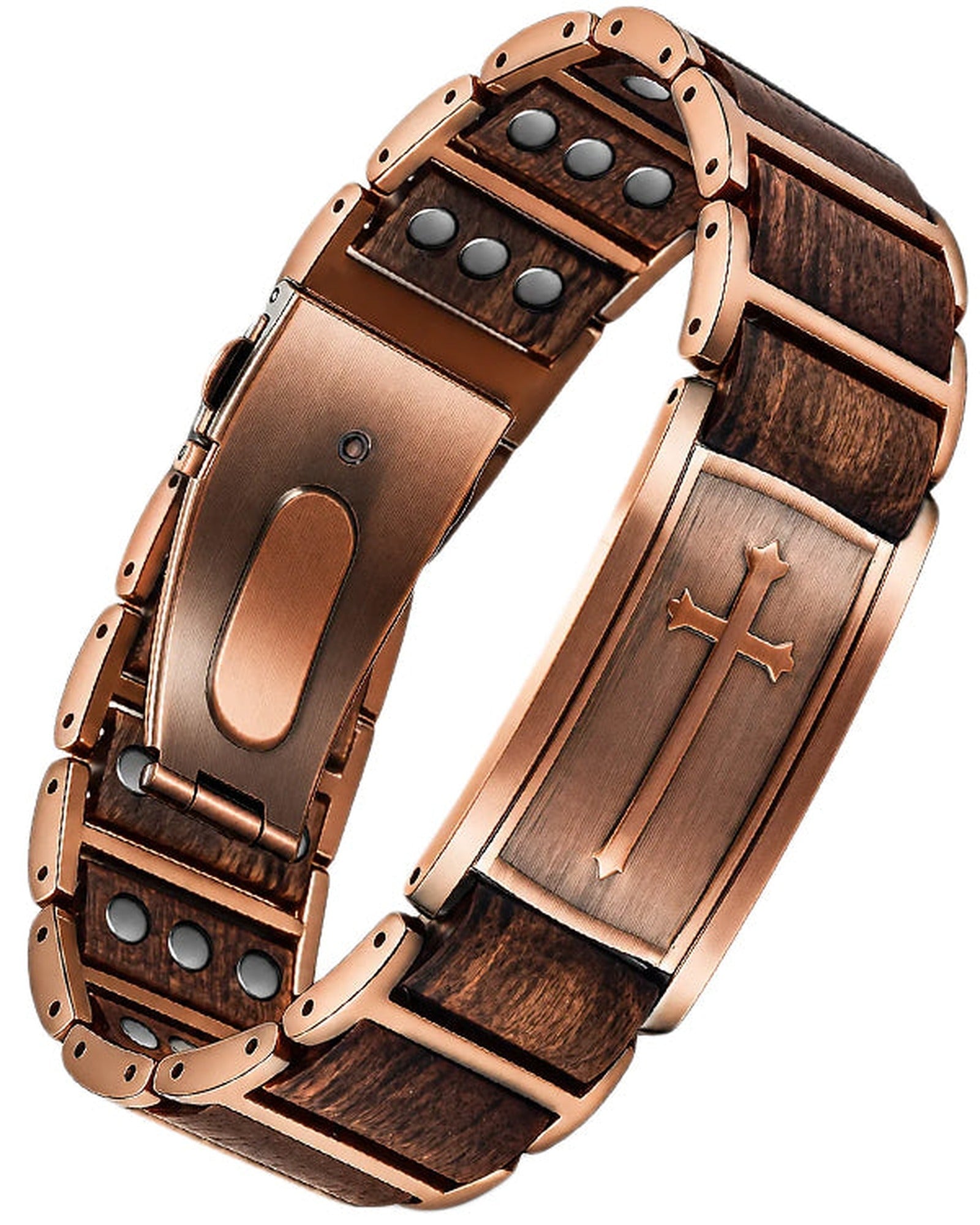 Wollet Rose Gold Magnetic Cross Bracelet