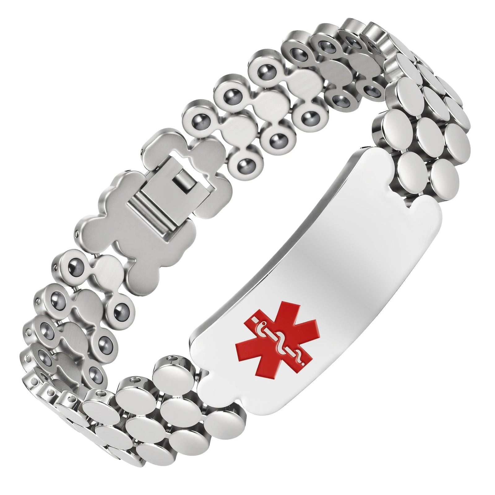 Wollet Medical Alert Bracelet for Men – Magnetic Titanium ID Bracelet with 42 Magnets