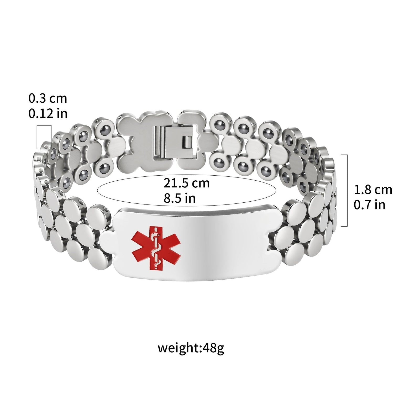 Wollet Medical Alert Bracelet for Men – Magnetic Titanium ID Bracelet with 42 Magnets