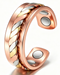 WOLLET Tri-Tone Copper Magnetic Bracelet – Luxury Rose Gold Cuff with Gold & Silver Braided Design