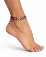WOLLET Premium Copper Magnetic Anklet – Modern Rose Copper Link Ankle Bracelet with Brushed Finish