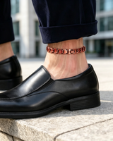 WOLLET Premium Copper Magnetic Anklet – Modern Rose Copper Link Ankle Bracelet with Brushed Finish