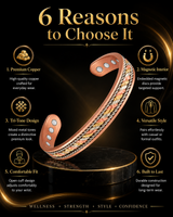 WOLLET Vintage Copper Magnetic Bracelet for Men – Handmade Style Adjustable Cuff Bracelet with Premium Craftsmanship