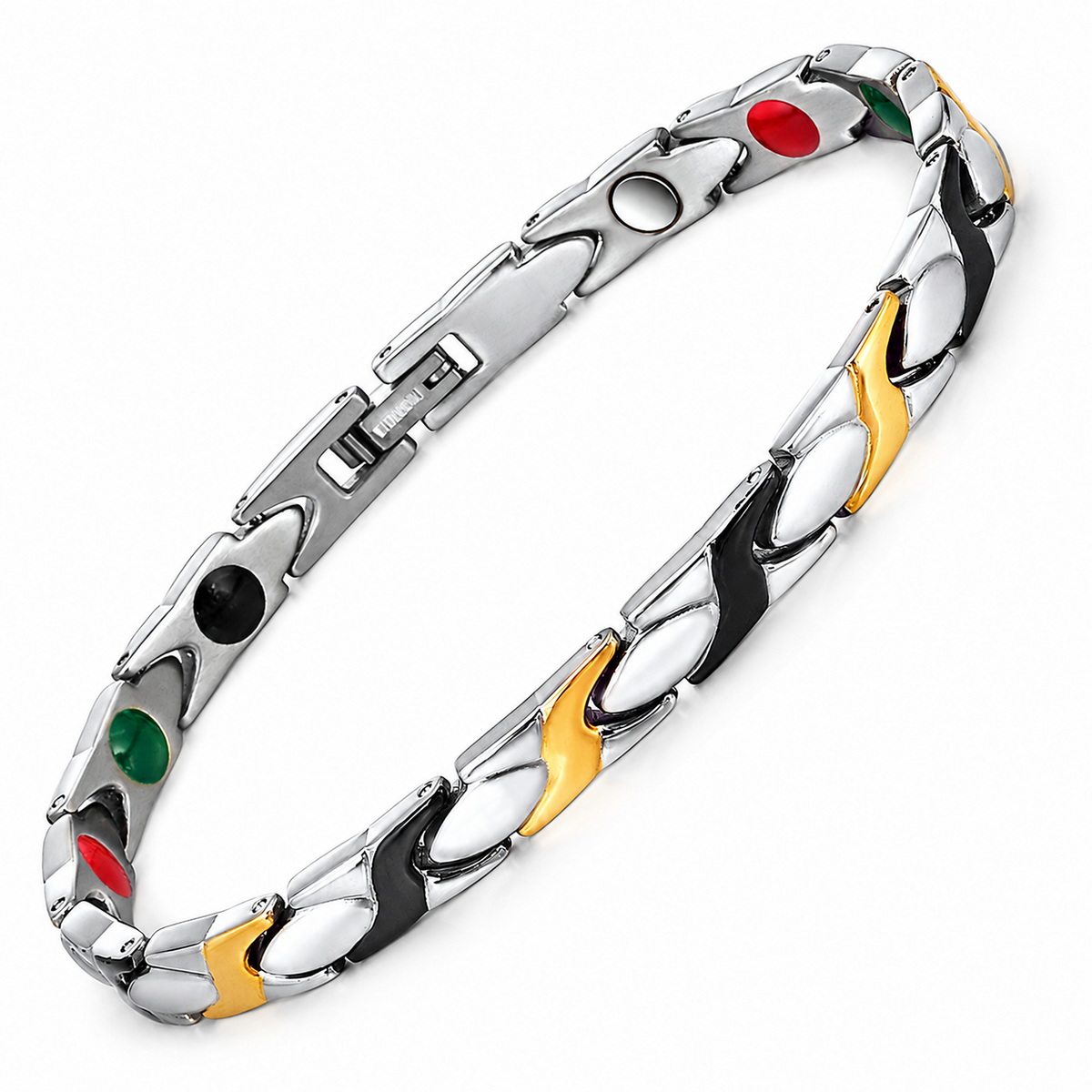 WOLLET Two-Tone Titanium Bracelet for Women – Elegant Silver and Rose Gold Jewelry product image
