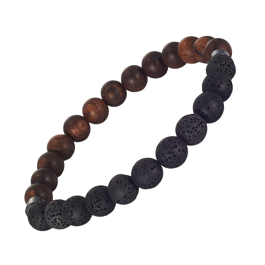 Wollet Aromatherapy Lava Rock Sandalwood Bead Bracelet Men Essential Oil Diffuser Stress Relief Wood Stone Bracele
