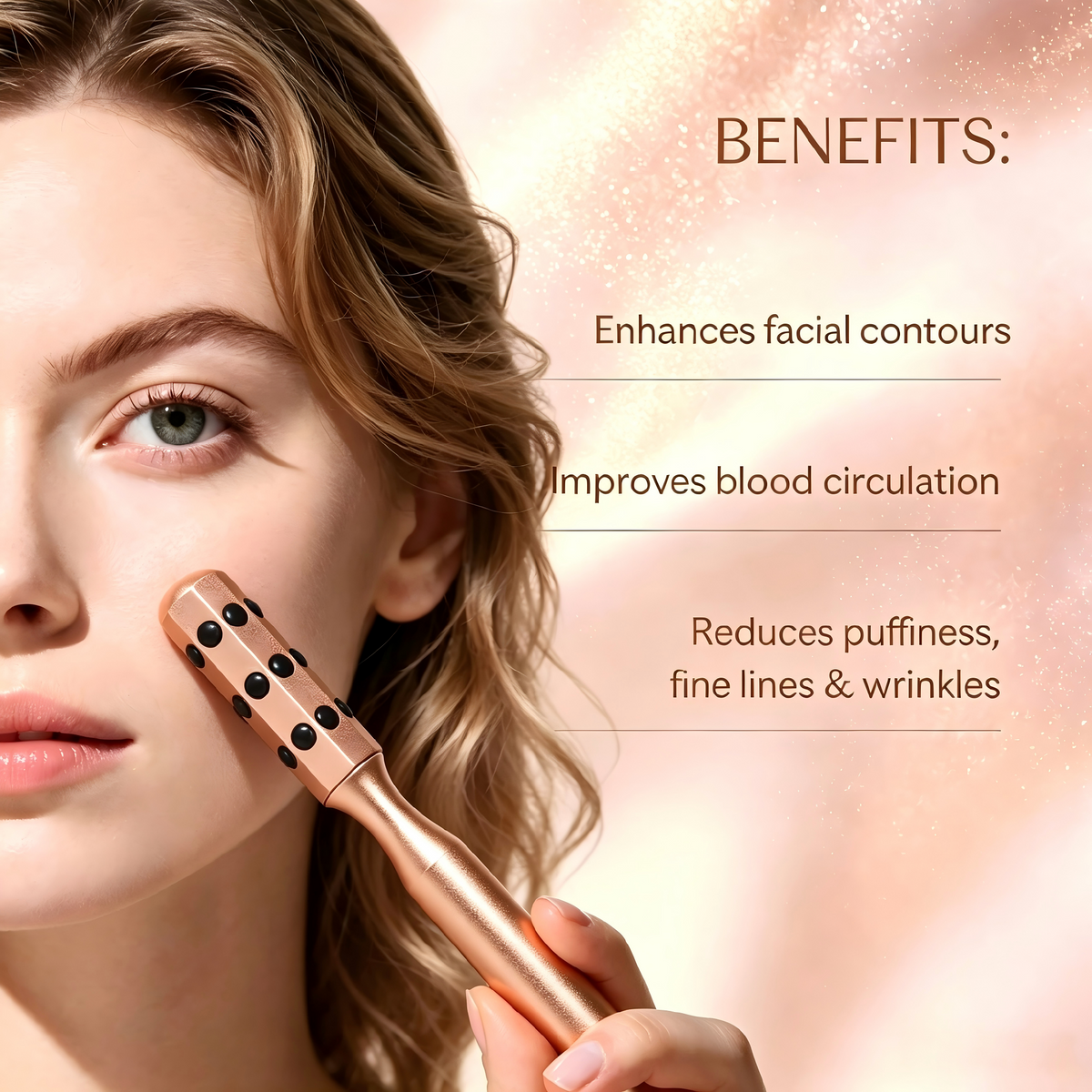 Wollet Tone & Lift Germanium Contouring Facial Roller | Sculpting Face Massager with Acupressure Pods, Depuffing & Toning Tool for Improved Radiance