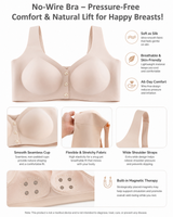 WOLLET Magnetic Sleep Bra for Women, 3000 Gauss NdFeB Magnets, Wireless Seamless Comfort Bra with Front Closure, Wide Straps and Gentle Everyday Support