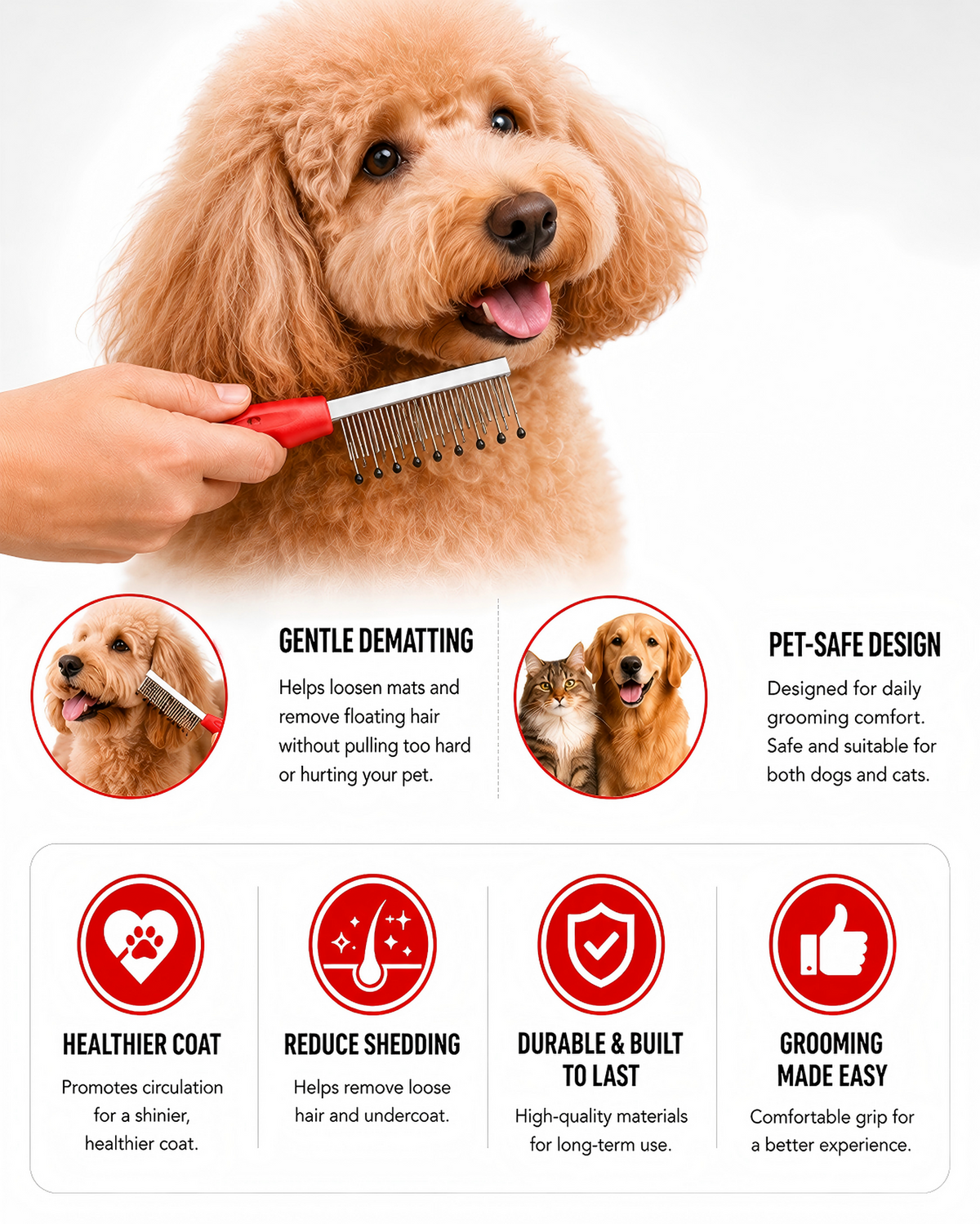 Black Mineral Massage Comb for Dogs & Cats