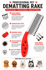 Black Mineral Massage Comb for Dogs & Cats
