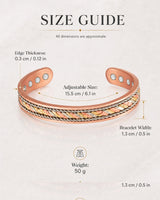 WOLLET Vintage Copper Magnetic Bracelet for Men – Handmade Style Adjustable Cuff Bracelet with Premium Craftsmanship