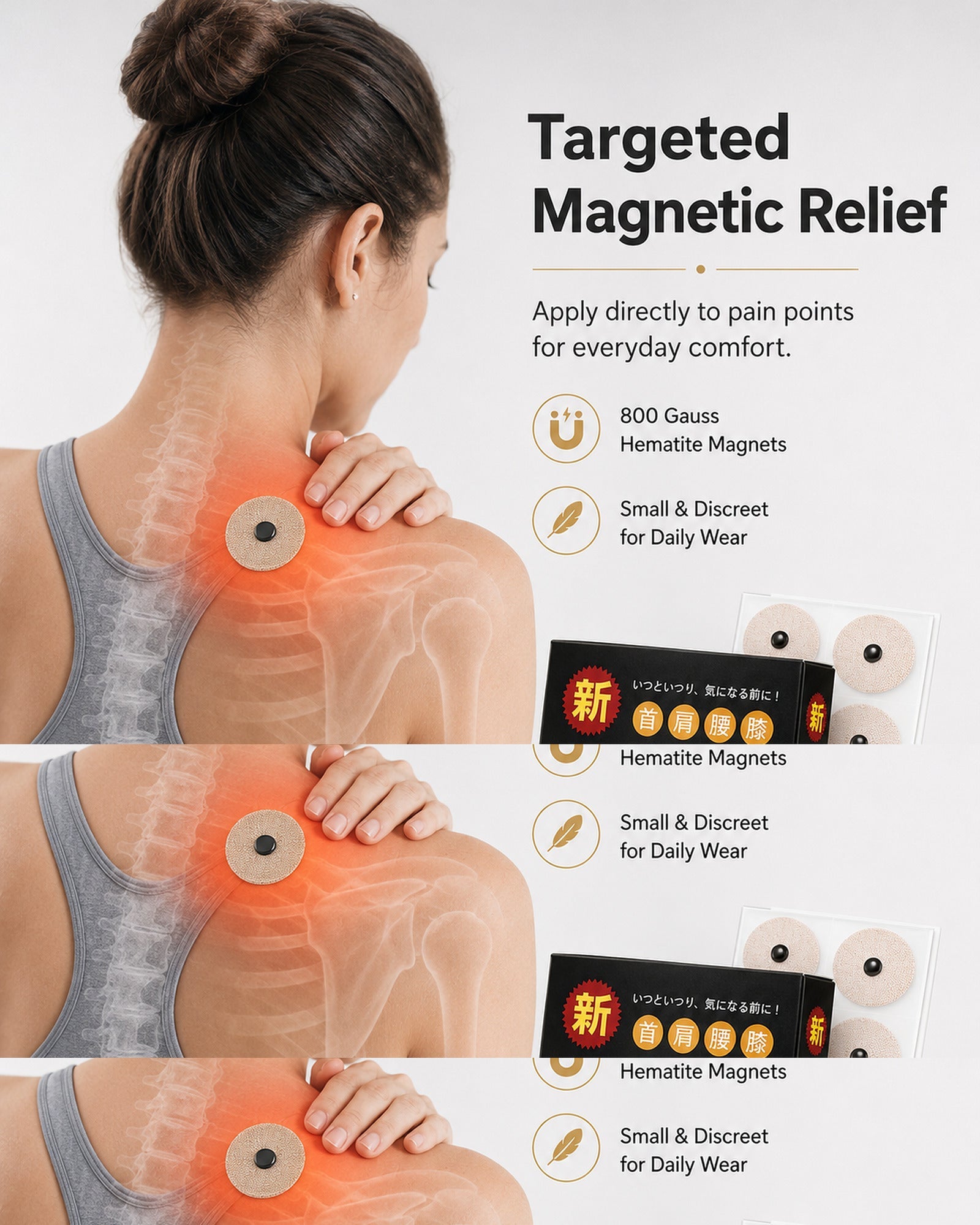 WOLLET Magnetic Acupressure Patches – 800 Gauss Hematite Magnets Kit