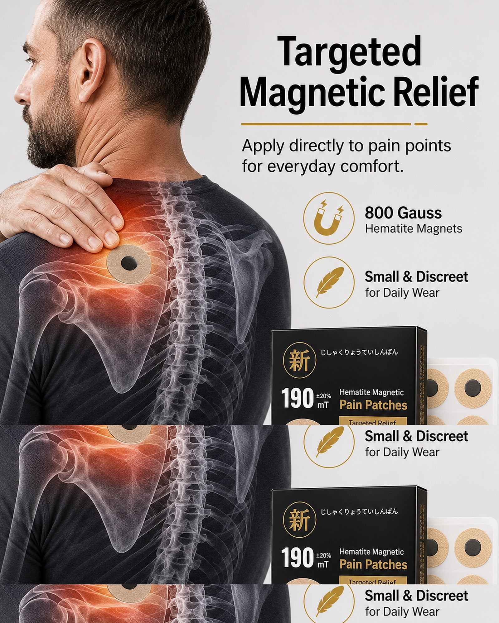 WOLLET Magnetic Acupressure Patches – 800 Gauss Hematite Magnets Kit