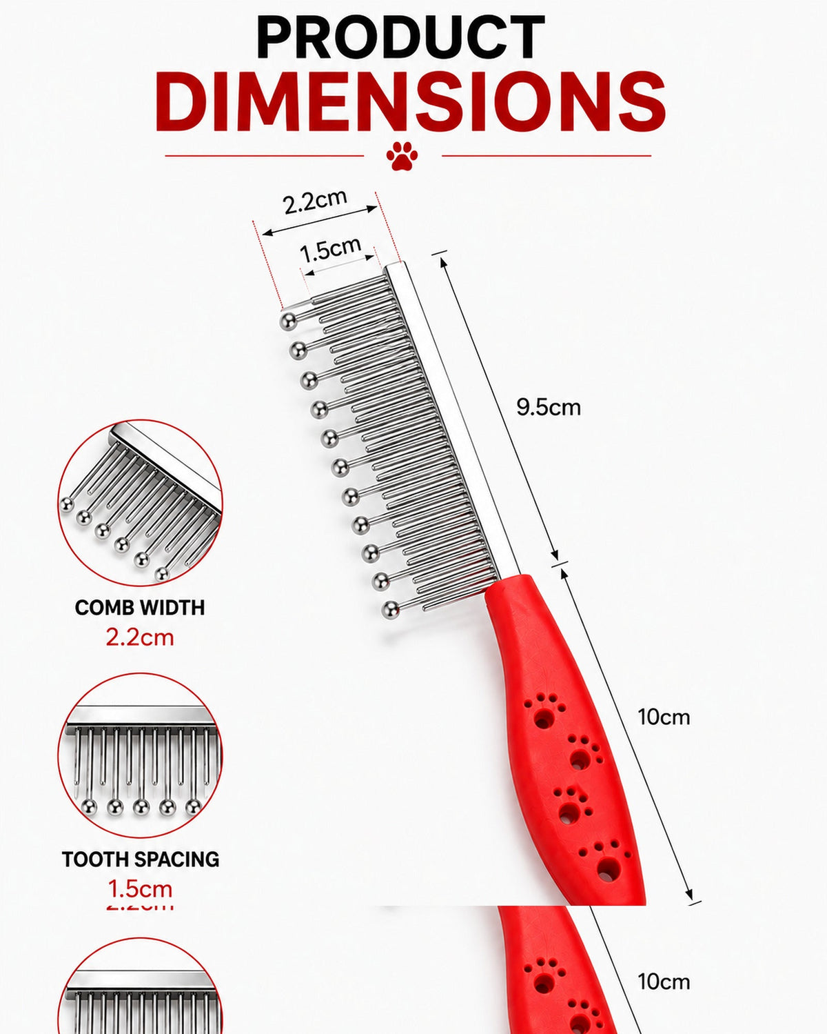 Black Mineral Massage Comb for Dogs & Cats