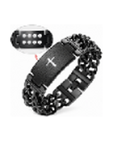 WOLLET black stainless steel magnetic link bracelet, model STB-4803B-8X